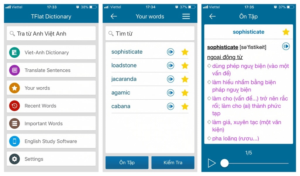 App luyện phát âm tiếng anh Tflat