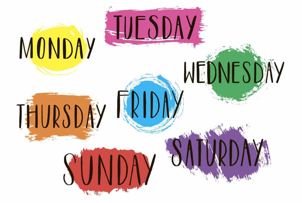 Từ vựng các ngày trong tuần