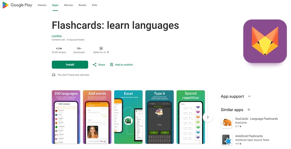 Ứng dụng flashcard tiếng anh Flashcards: Learn languages