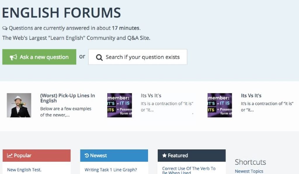 Website luyện viết tiếng anh Englishforums