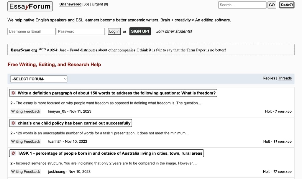 Website luyện viết tiếng anh Essay forum