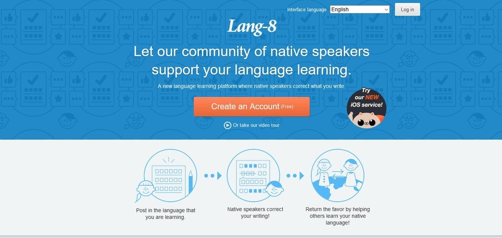 Website luyện viết tiếng anh Lang-8