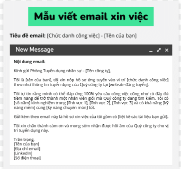 Một số mẫu email xin việc bằng tiếng Anh 