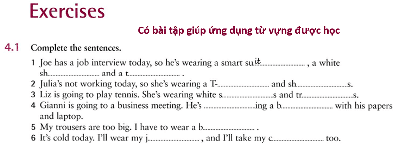 Bài tập trong sách English Vocabulary in Use – Elementary