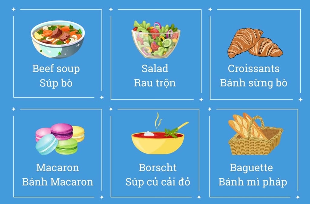 Từ vựng tiếng Anh các món ăn trong nhà hàng