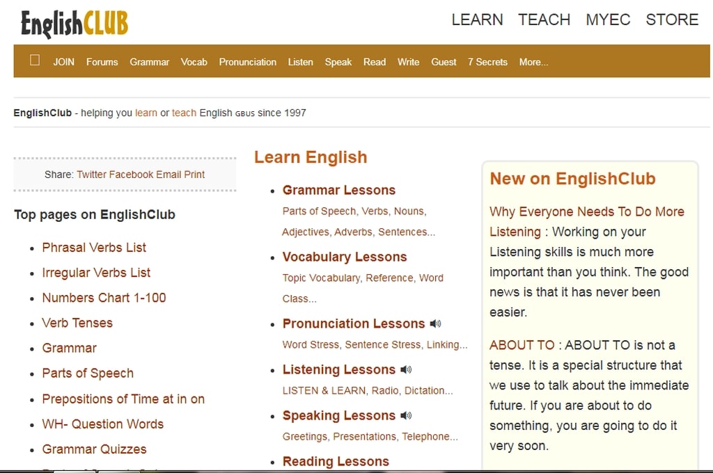 Web luyện nói tiếng anh EnglishClub