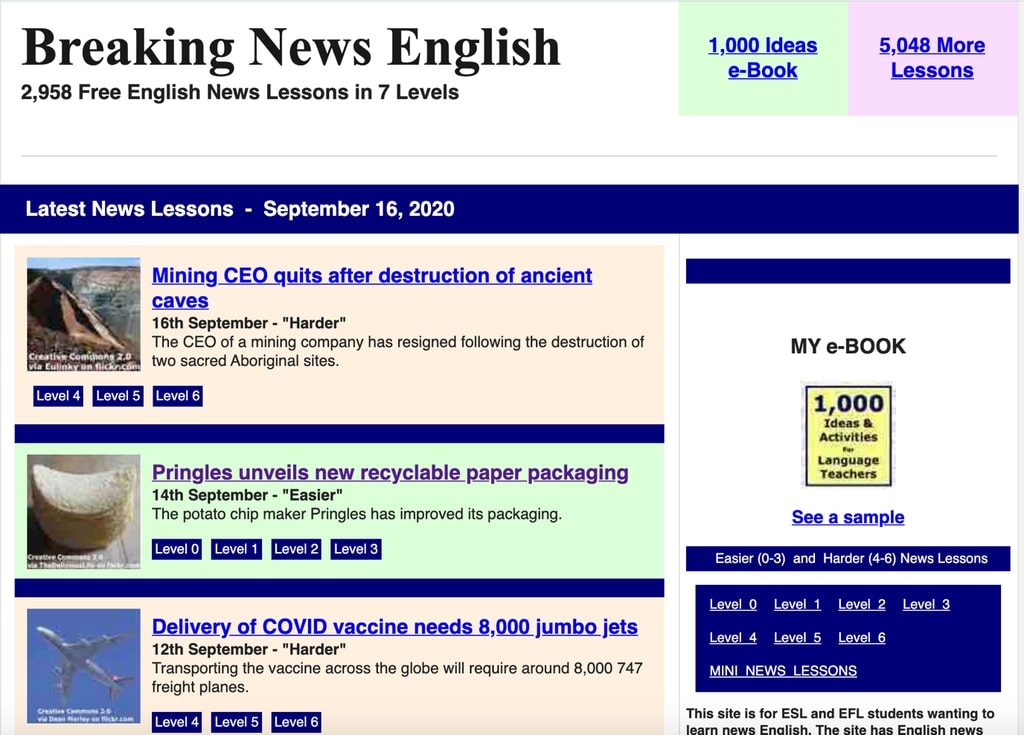 Các tiết học của Breaking News English