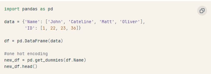 mã hóa one-hot bằng thư viện pandas