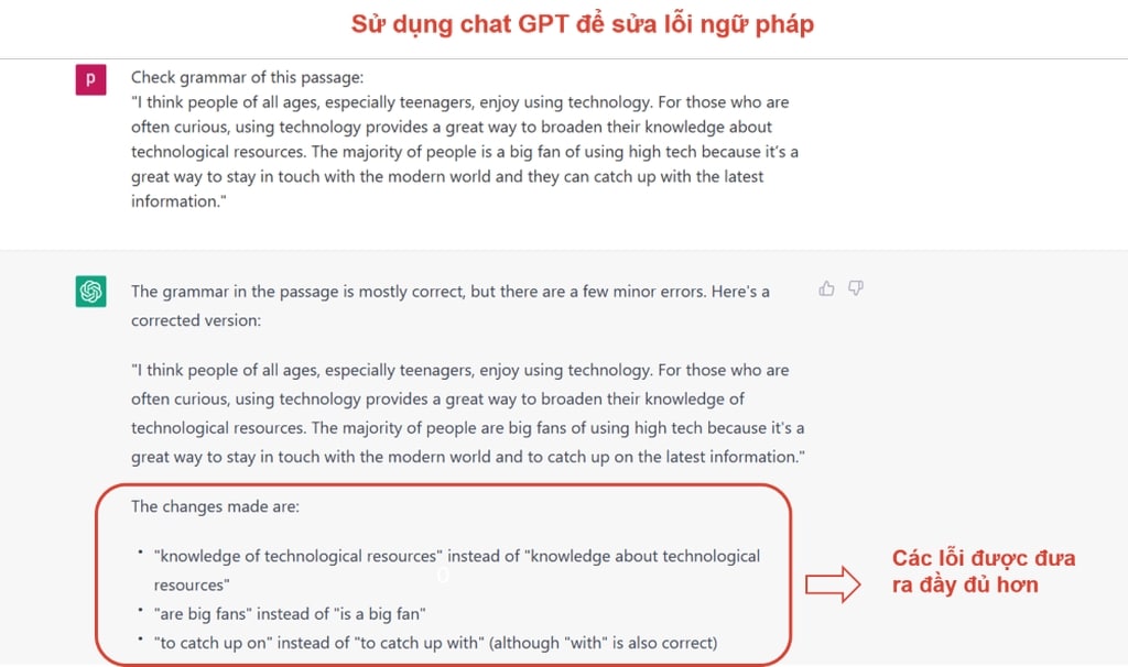 Tận dụng ChatGPT để kiểm tra lỗi ngữ pháp