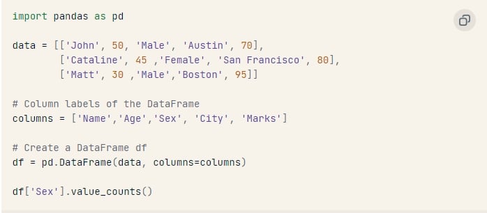 ví dụ về DataFrame