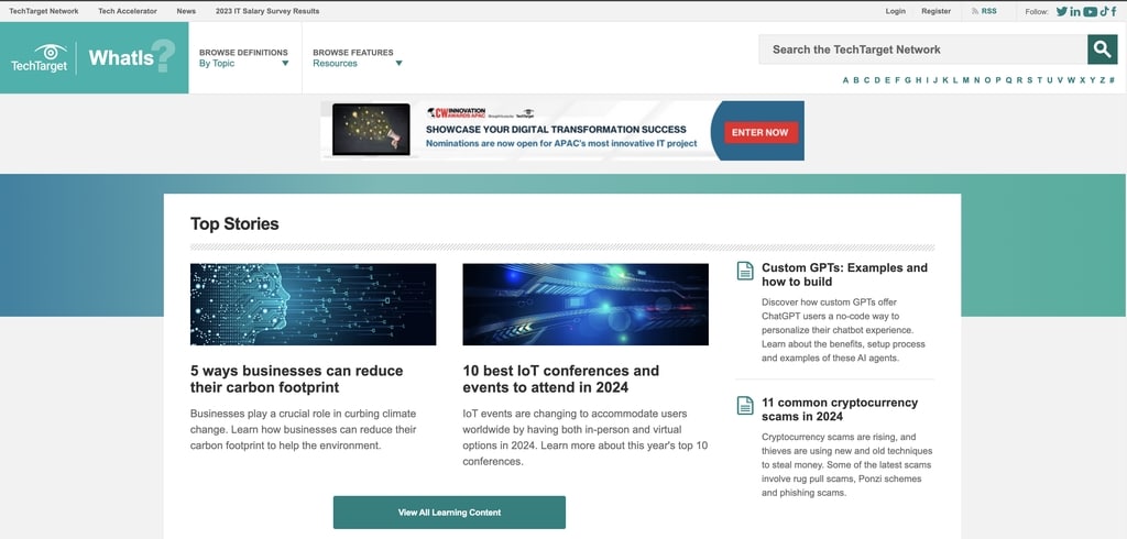 Website tự học tiếng anh chuyên ngành CNTT Whatis