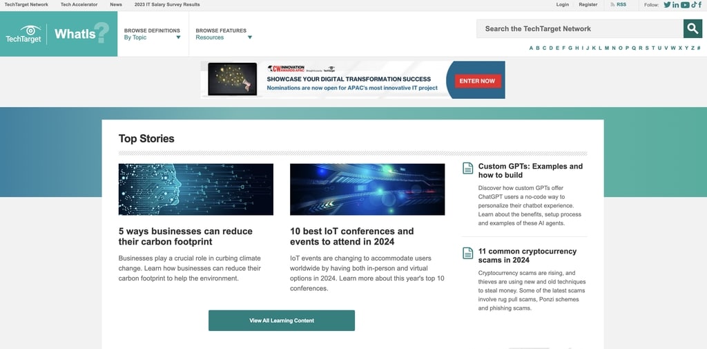 Website học tiếng anh techtarget